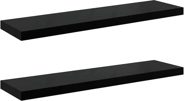 vidaXL Schweberegale 2er Set Schwarz Hochglanz B/H/T: 90 x 23,5 x 3,8 cm - Bild 1