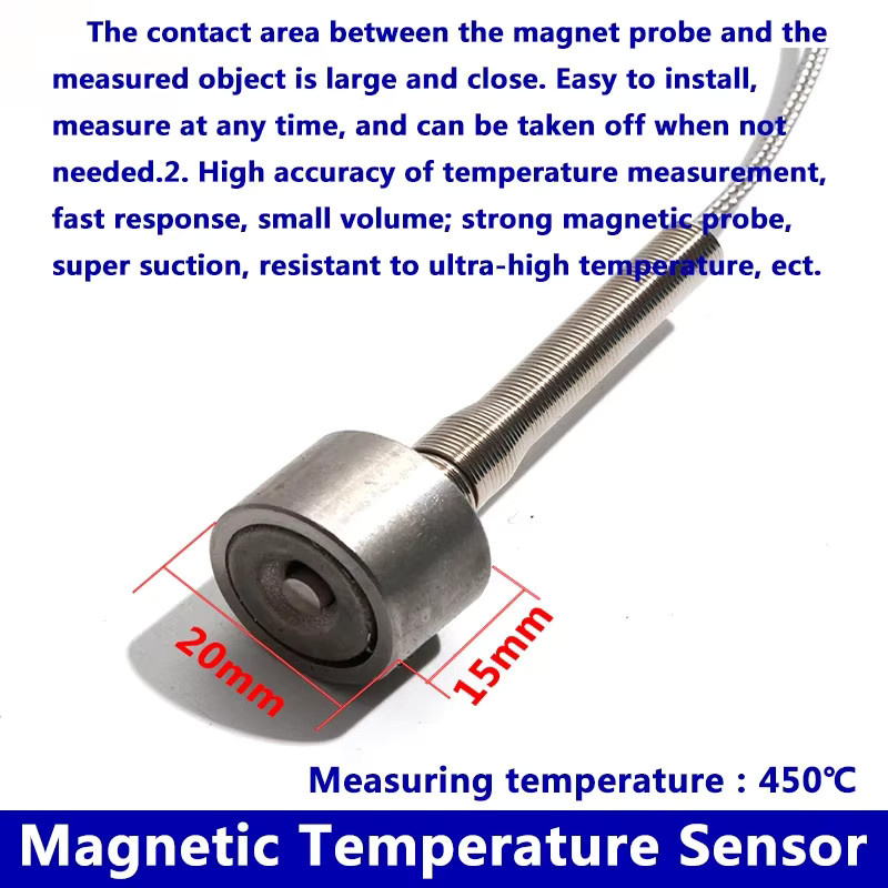 BMAD K-Typ Thermoelement-Temperatursensor mit starker magnetischer Adsorption und abgeschirmtem Edelstahlkabel, 0–450 Grad, Silber - Bild 2