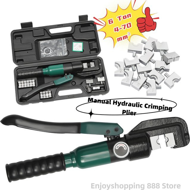 CNCEST Hydraulische Crimpzange 4-70mm² in Grün für Draht, Batteriekabel, Kabelschuhe und Anschlussklemmen - Bild 1