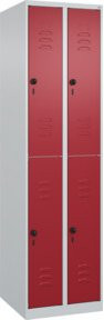 C+P Doppelstock-Spind Classic PLUS mit 2 Abteilen, Farbe Lichtgrau oder Rubinrot, H x B x T: 185 x 50 x 50 cm, mit Sicherheits-Drehriegel und Garderobenstange - Bild 1