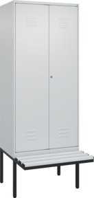 C+P Spind Classic PLUS Schwarz-Weiß Sitzbank mit 2 Abteilen und Zylinderschloss, B/T/H: 212 x 80 x 81,5 cm - Bild 1