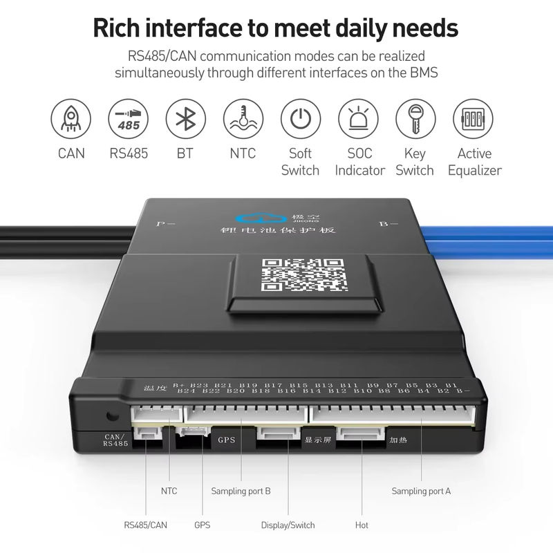 JIKONG Smart BMS JK-BD6A20S15P Active Balance Management System für Li-Ion, LiFePO4 und LTO Batterien, 150A, Farbe: Schwarz - Bild 2