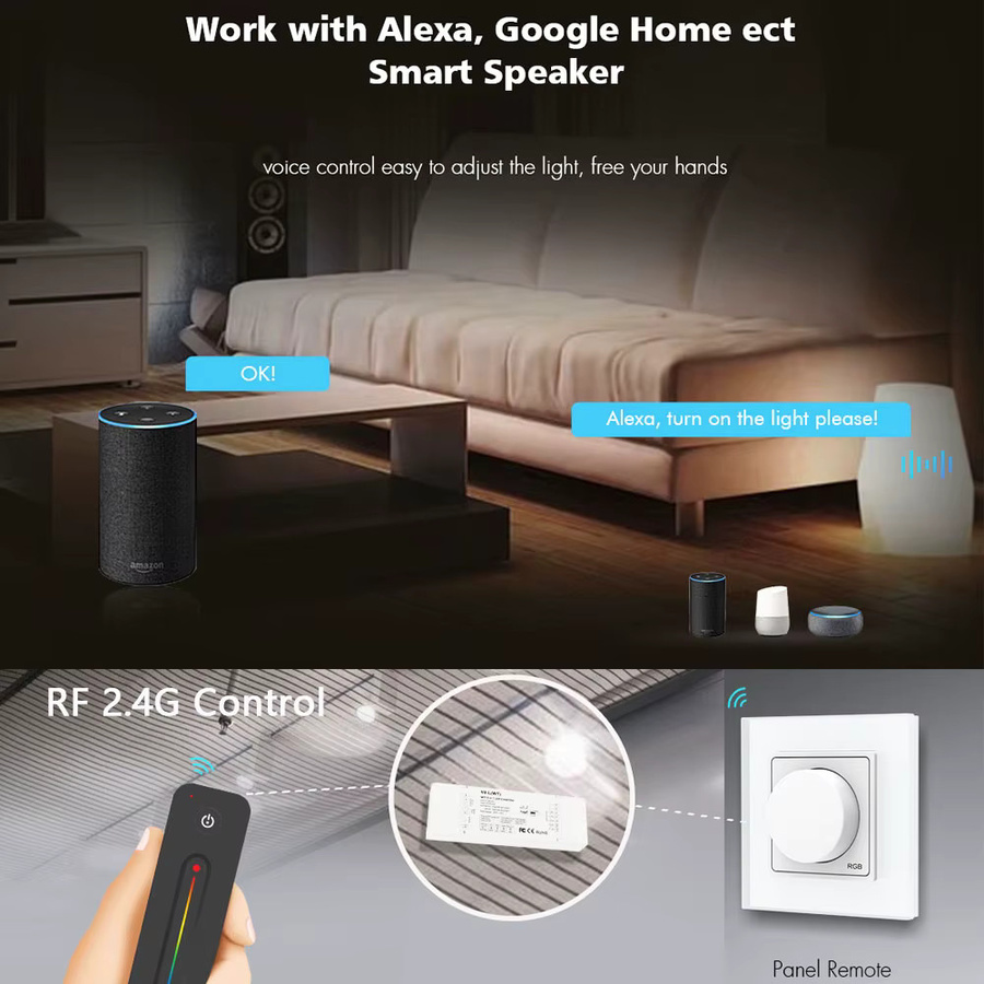 CENFAYA 5in1 Smart LED Controller RGBW CCT Tuya Zigbee WiFi dimmbar Schwarz für LED Streifen mit App Fernbedienung kompatibel mit Alexa und Google Home - Bild 2