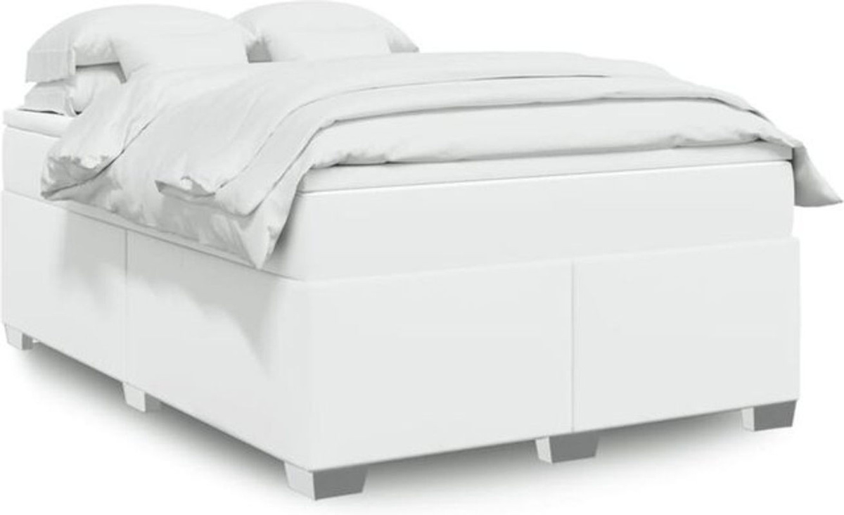 Boxspringbett mit Matratze von vidaxl in Weiß aus Kunstleder und Holzwerkstoff, B/T: 160 x 200 cm - Bild 1