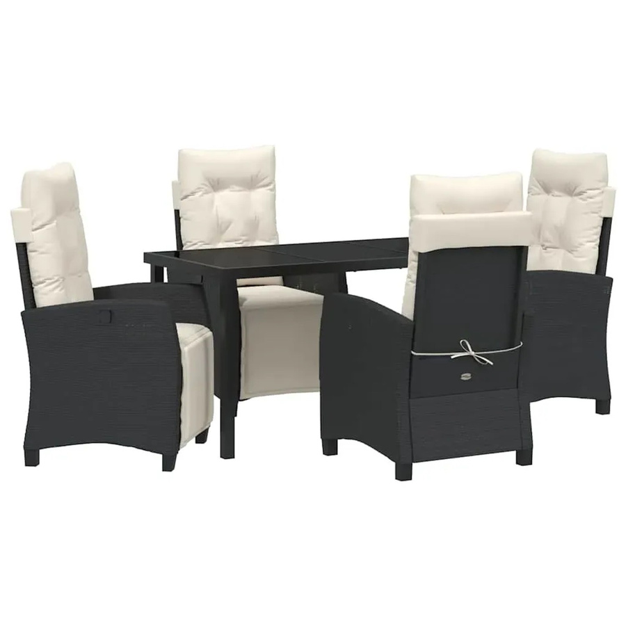 vidaXL Garten Essgruppe 5-teilig aus Poly-Rattan und Glas in Schwarz - Bild 2