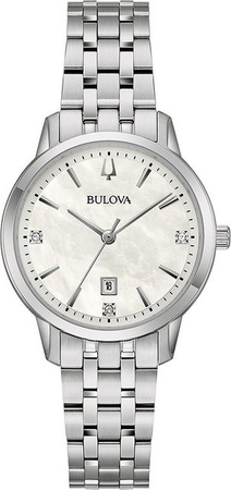 Bulova Damenuhr, Quarz, Edelstahl, Perlmutt, 31 mm, 3 ATM