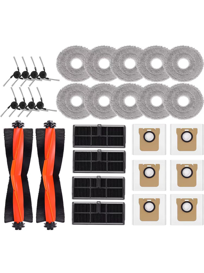 Xiaomi Mijia M40 D110CN Roboterstaubsauger Ersatzteil-Set in Multicolour mit Hauptbürste, Seitenbürste, HEPA-Filter, Wischtuch, Staubbeutel und Reinigungszubehör - Bild 2