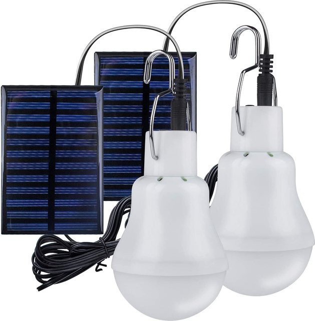 Claeted LED-Solarlampe in Weiß, wasserdichte tragbare Notfall-Außenleuchte mit USB-Ladefunktion und Haken zum Aufhängen - Bild 1