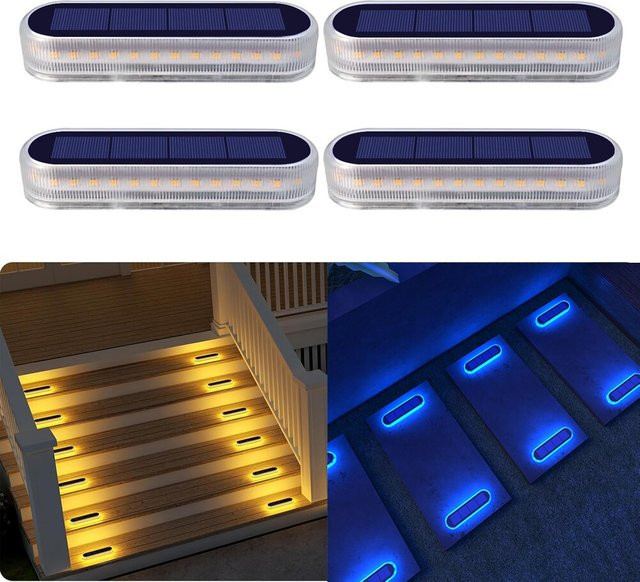 Wasserdichte Solar-LED-Stufenleuchten mit IP68 Schutz und automatischem Ein-/Ausschalten für Garten und Bodenwege - Bild 1