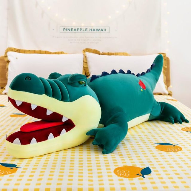 Niedliches Dinosaurier-Stofftier Krokodil Plüschpuppe, himmelblau, 150cm - Bild 1