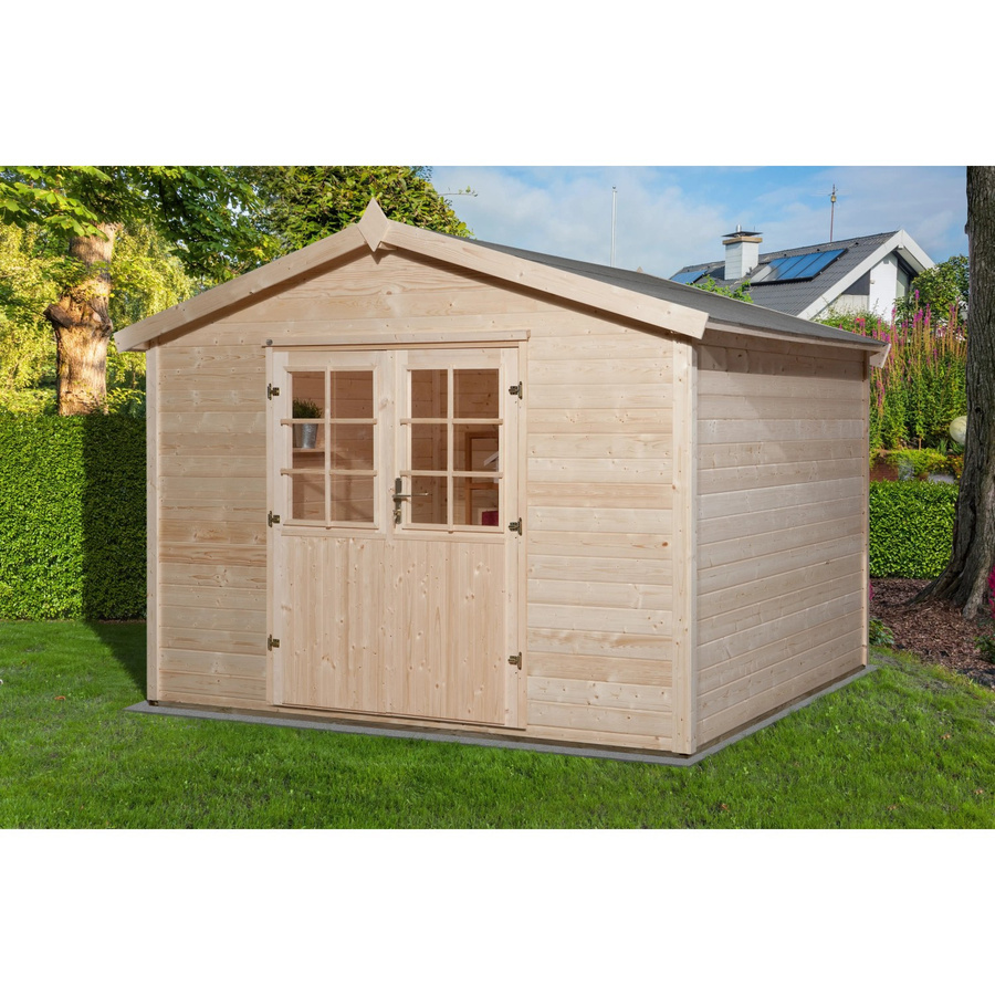 Weka Holz-Gartenhaus Ravenna C Natur aus Fichte mit Satteldach und Doppeltür, Breite: 300 cm, Tiefe: 235 cm - Bild 2
