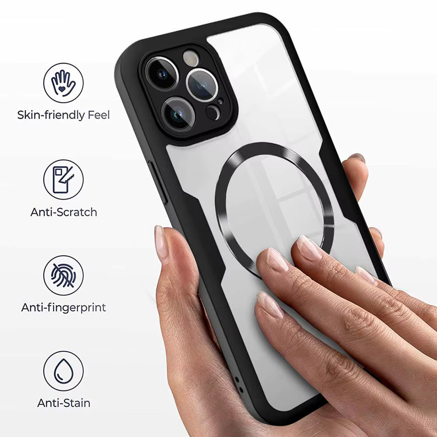Transparente magnetische Schutzhülle mit 360-Grad-Vollschutz und Bildschirmschutz für Apple iPhone, Farbe: Transparent/Lila - Bild 4