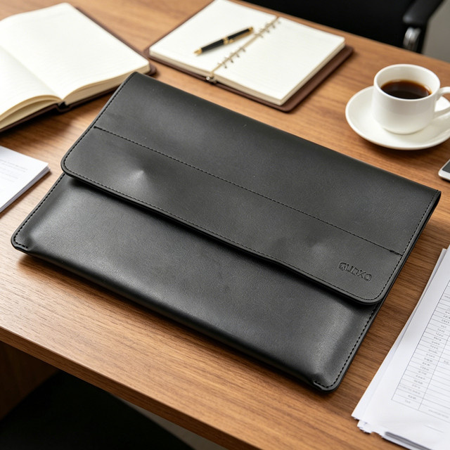 Quoko Laptoptasche aus PU-Leder mit magnetischer Schnalle in Schwarz für MacBook Air 13,6 Zoll und MacBook Pro 14 und 16,2 Zoll - Bild 1