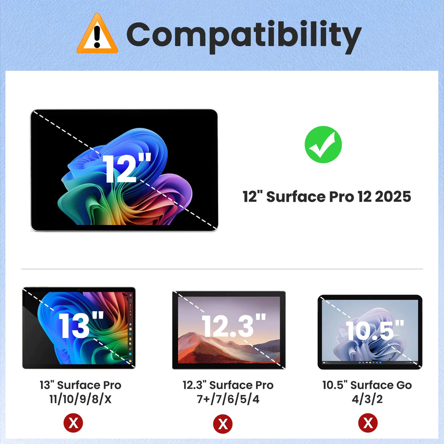 2er-Pack Displayschutzfolie aus gehärtetem Glas für Microsoft Surface Pro 12 Zoll (2025), transparent - Bild 2