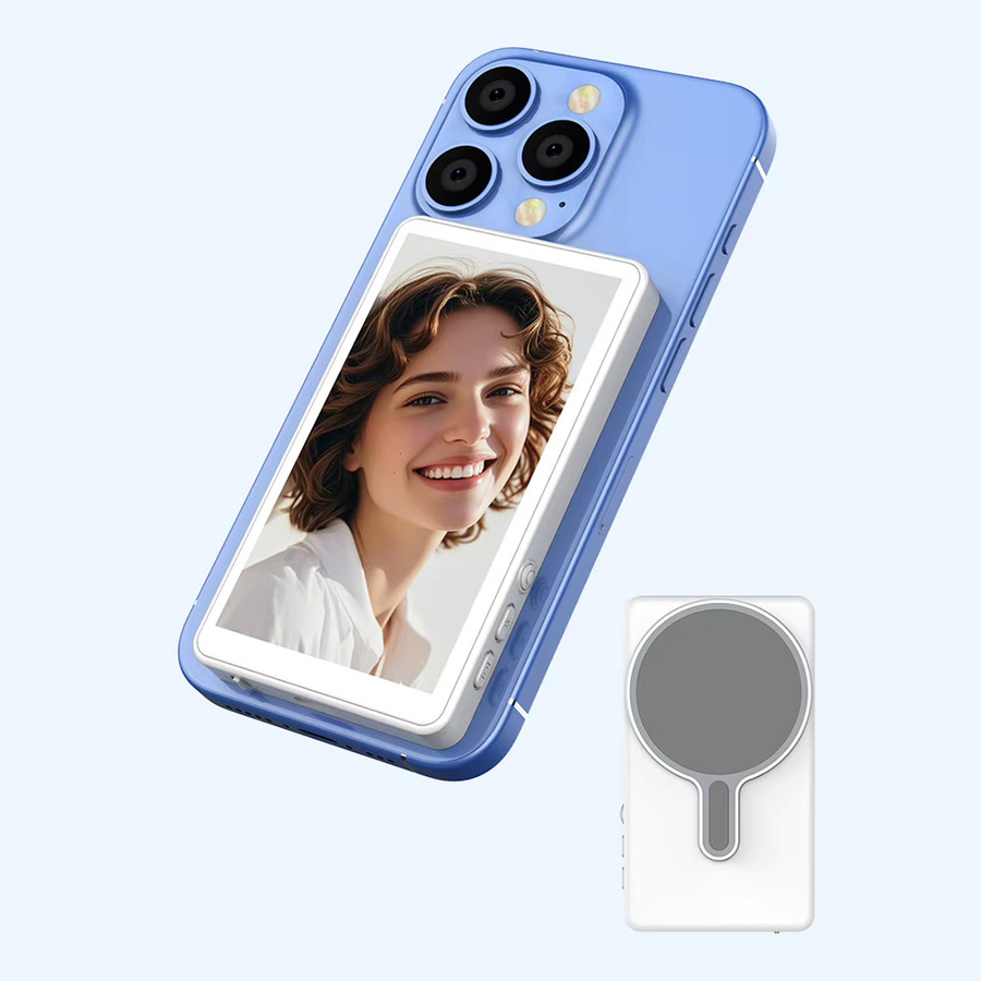 ALLOYSEED Magnetischer Telefon-Vlog-Selfie-Monitor Drahtloser Bildschirm für die Rückkamera von Android und iPhone in Grau oder Weiß - Bild 3