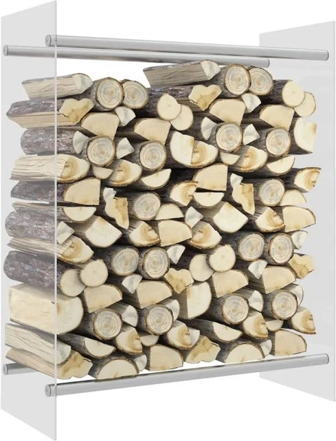 vidaXL Brennholzregal modern aus Glas und Metall, Transparent, B/T/H: 80 x 35 x 100 cm - Bild 1