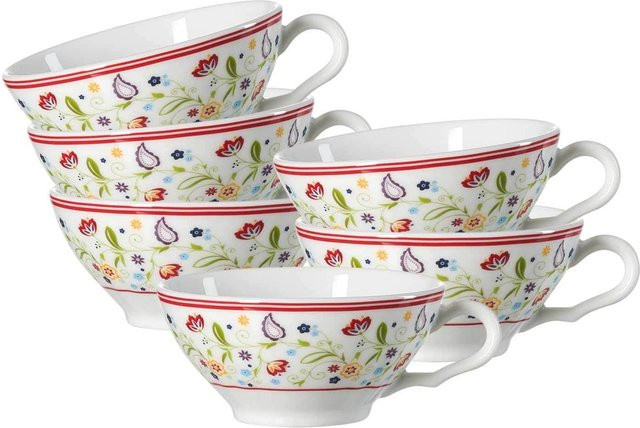 Ritzenhoff & Breker Teetassen Shanti Ostfriese aus Porzellan, floral, Mehrfarbig, 6er Set, 100 ml - Bild 1