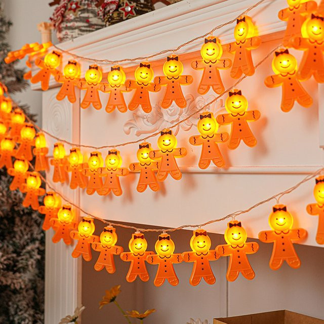 Joy-enlife LED Weihnachts-Lichterkette Lebkuchen-Männer mit 10 warmweißen LEDs, 1,5 m Länge - Bild 1