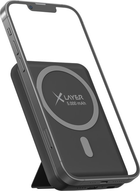 MagFix Pro 2-in-1 Powerbank mit Standfuß und USB-C, 5.000 mAh, Schwarz - Bild 1