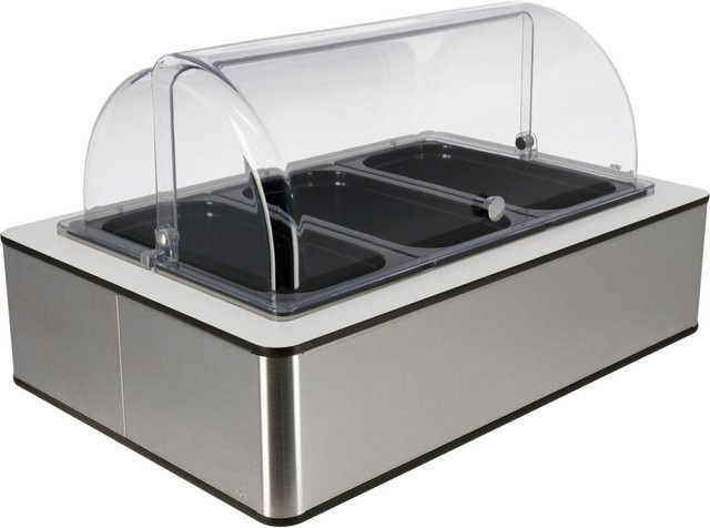 VEGA Buffetvitrine mit Fundalen für 3x GN 1/3, Melamin und Edelstahl, Farben: Weiß, Schwarz, Transparent, B/T/H: 63 x 42,5 x 33,9 cm - Bild 1