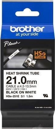 Brother HSe-251E Schrumpfschlauch-Band Schwarz auf Weiß, Breite: 2,1 cm, Länge: 1,5 m - Bild 1