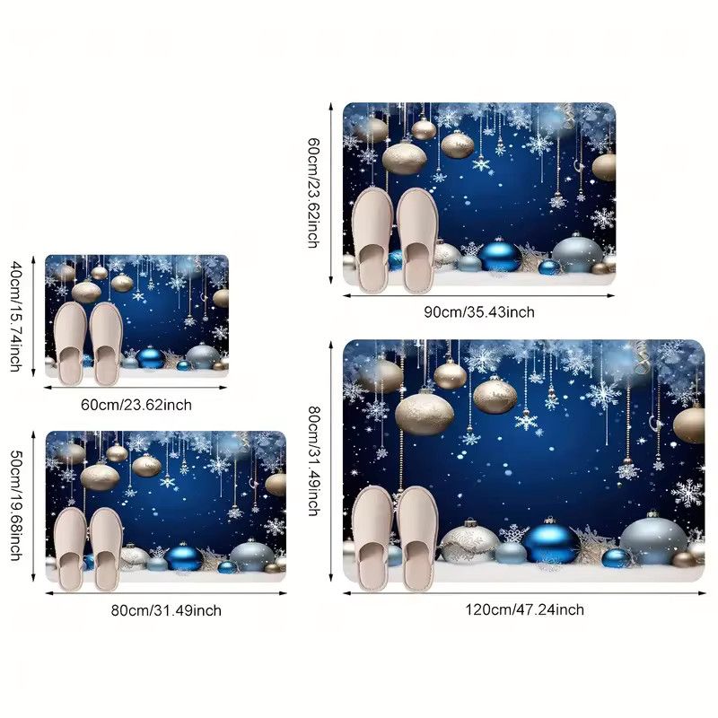 VIKAMA Weihnachtliche Teppich-Willkommensmatte mit hübschem Ball-Design für Innen und Außen, Multicolor - Bild 5