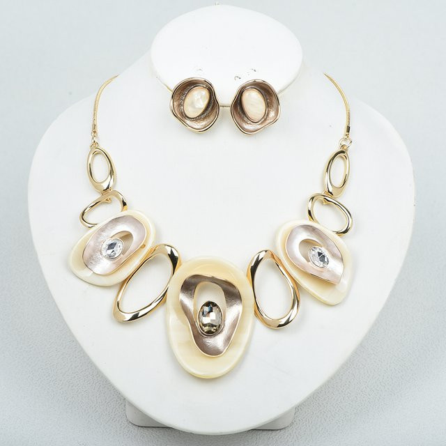 ICEYY Schmuck-Set Halskette, Ohrringe, Legierung, Gold, Damen - Bild 1