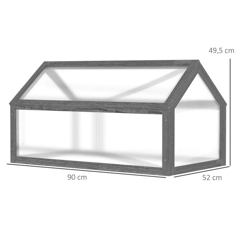 Outsunny Mini Gewächshaus aus Holz und Kunststoff in Grau, B/T/H: 90 x 52 x 49,5 cm - Bild 2