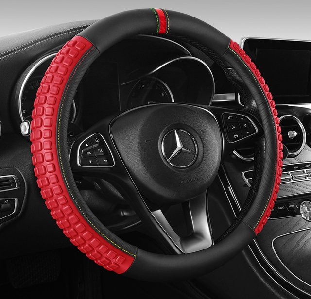 Universelle Lenkradabdeckung aus Leder in Blau und Schwarz als Griffschutz für dein Auto - Bild 1