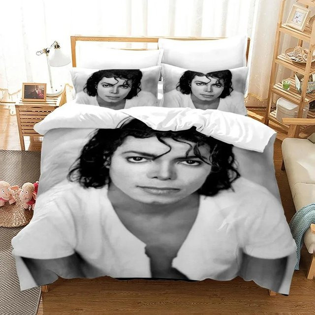 Michael Jackson Bettwäsche-Set mit 3D-Druck aus Mikrofaser, Weiß, B/H: 264 x 228 cm - Bild 1