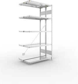 Meta Steckregal Anbauregal S3 CLIP 230 DAR verzinkt in Silber, B/T/H: 200 x 100 x 30 cm, inklusive 10 Böden - Bild 1
