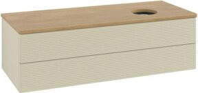 V&B Waschtischunterschrank Antao mit Frontstruktur und Beleuchtung, Farbe Grau, Eiche Lackiert, B/T/H: 120 x 50 x 50 cm - Bild 1