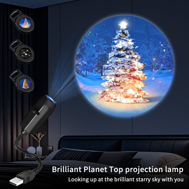 ATcomm USB Projektionslicht mit austauschbaren Lichtstreifen für Dekorationen zu Halloween, Weihnachten oder Planeten-Themen - Bild 1