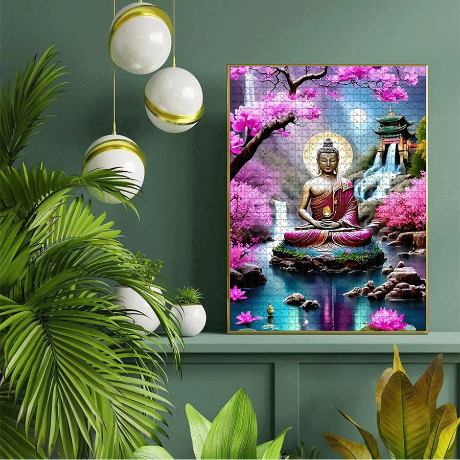 AZNM Zen-Puzzle Buddha, Kirschblüten, Pagoden und Lotus, Puzzle - Bild 5