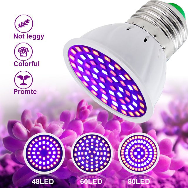 YNL Vollspektrum LED Pflanzenlampe E27 mit 60-80 LEDs für Gewächshaus, Hydrokultur und Zimmerpflanzen, Weiß - Bild 1