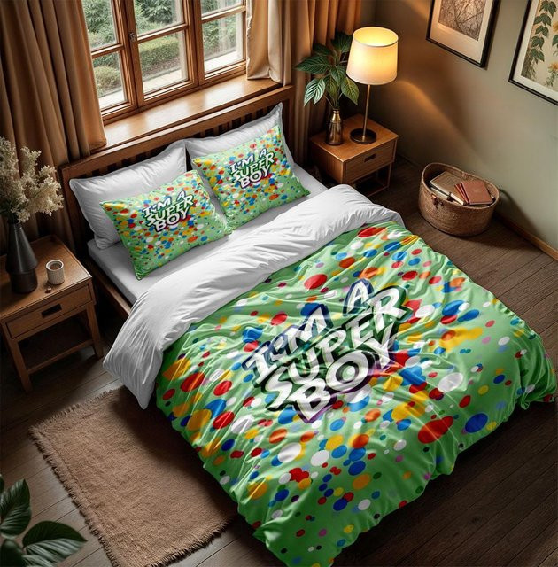 Bettwäsche-Set Feuer der Regenbogen-Drachen von Lodestar in Multicolour, bestehend aus Bettbezug und Kissenbezug aus Mikrofaser, Breite: 140 cm, Höhe: 210 cm - Bild 1