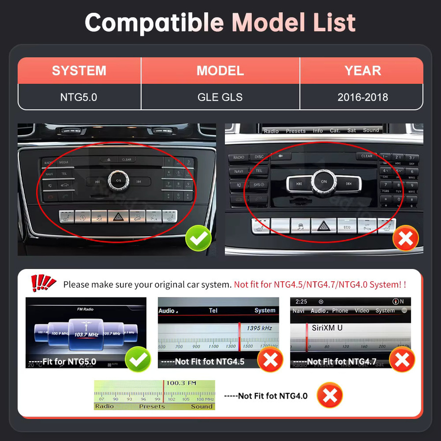 Road Top 12,3 Zoll Multimedia-Display für Mercedes Benz ML W166 GL X166 GLE GLS 2012-2018 mit Wireless CarPlay und Android Auto in Schwarz - Bild 1