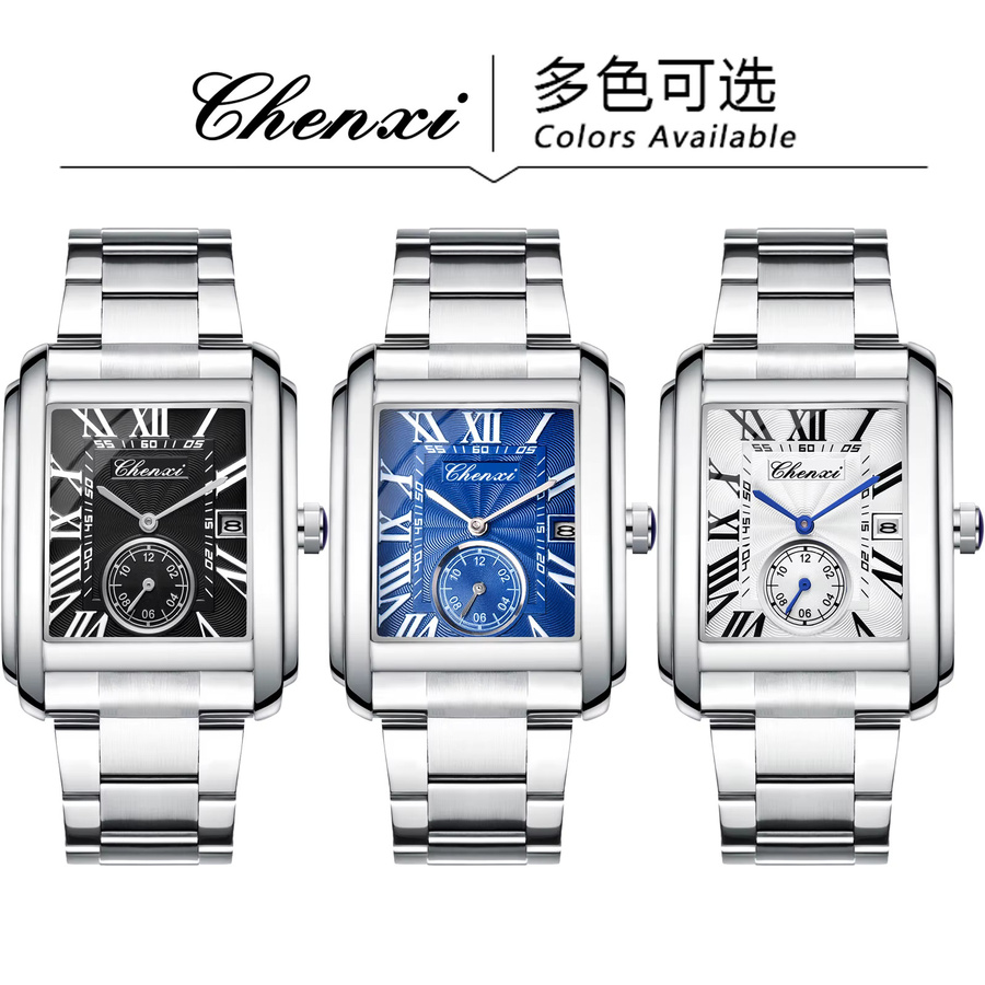 CHENXI Armbanduhr Quarz, Edelstahl, Silber, Herren - Bild 3
