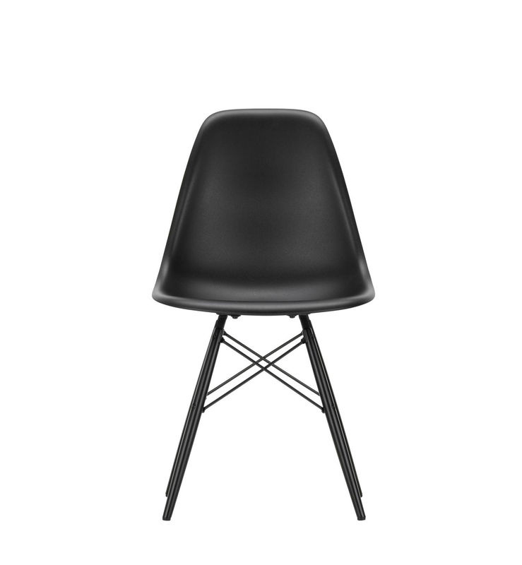 Vitra DSW Eames Plastic Side Chair in Schwarz mit Holzgestell und mattem Kunststoff - Bild 2