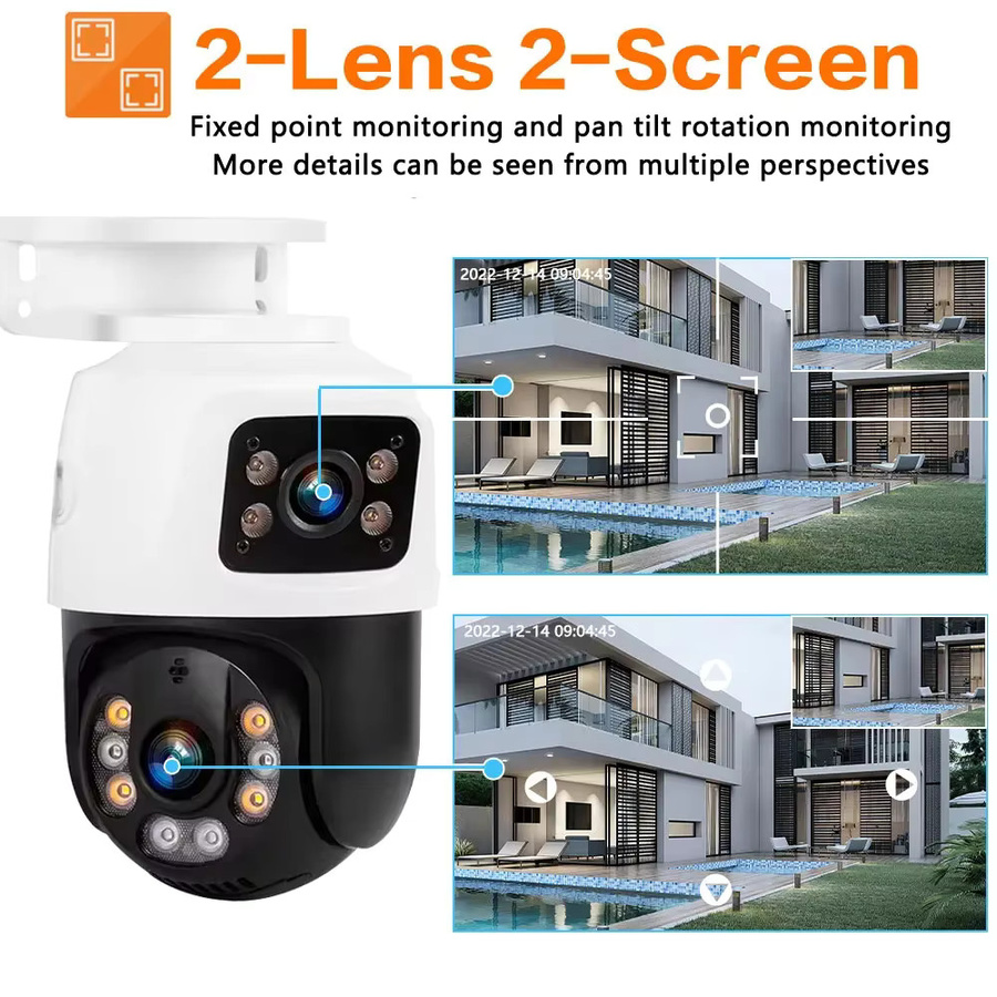 Xmeye 4K Dual Objektiv PTZ IP Kamera mit 8MP PoE, Outdoor CCTV Überwachungskamera mit Zwei-Wege-Audio und Personenerkennung, Weiß - Bild 4