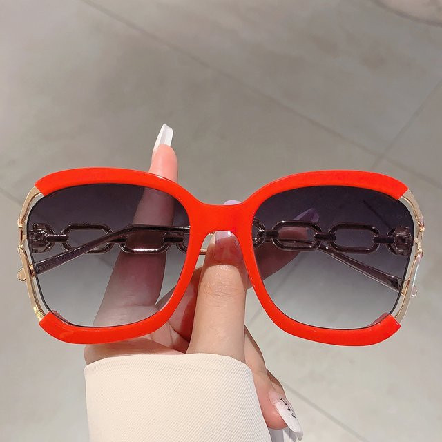 Kamppt Sonnenbrille, Vollrand, Square, Metall, rot, Damen - Bild 1