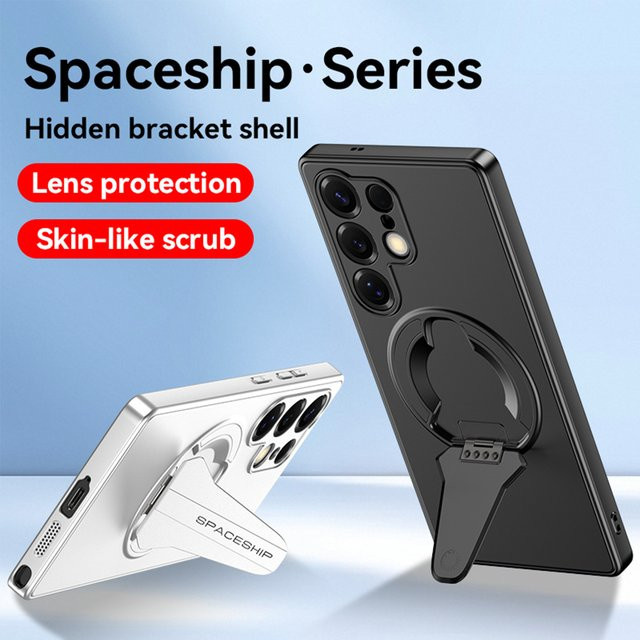 Magnetische MagSafe Handyhülle mit verstecktem Klappständer für Samsung Galaxy S25 Ultra, S25 Plus und S25, kabelloses Laden, erhältlich in Schwarz, Weiß und Silber - Bild 1
