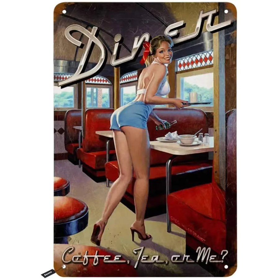 Swono Vintage Metallschild Pinup Smile Wanddekoration für Esszimmer und Bar, B/H: 30 x 20 cm, Mehrfarbig - Bild 2