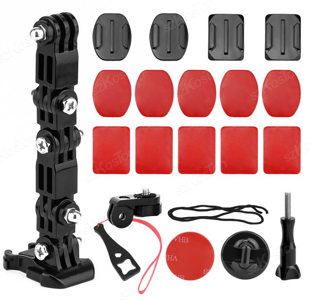 Motorrad Helm Kit Kinn Halterung für GoPro Hero 13 12 11 10 9, Insta360 und DJI Action 5, Farbe: Schwarz - Bild 1