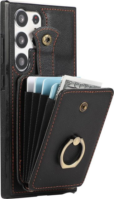 WirFor Schutzhülle für Samsung Galaxy S26 Ultra, S26 Plus und S26 mit Kartenhalter, 360 Grad drehbarem Ringständer und RFID-Schutz, Schwarz - Bild 1