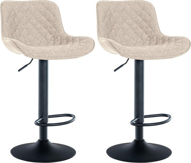 CLP 2er Set Barhocker Minosa beige, höhenverstellbare Drehstühle mit gesteppter Polsterung und Metallfußstützen - Bild 1