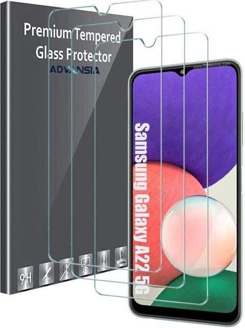 Advansia Displayschutzfolie aus gehärtetem Glas für Samsung Galaxy A22 5G, transparent, kratzfest, 9H Härtegrad - Bild 1