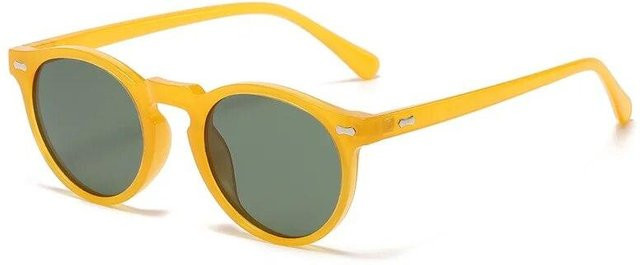Binchi Outdoor Equipment Sonnenbrille, rund, Vollrand, Kunststoff, Unisex, grau, gelb, polarisiert - Bild 1