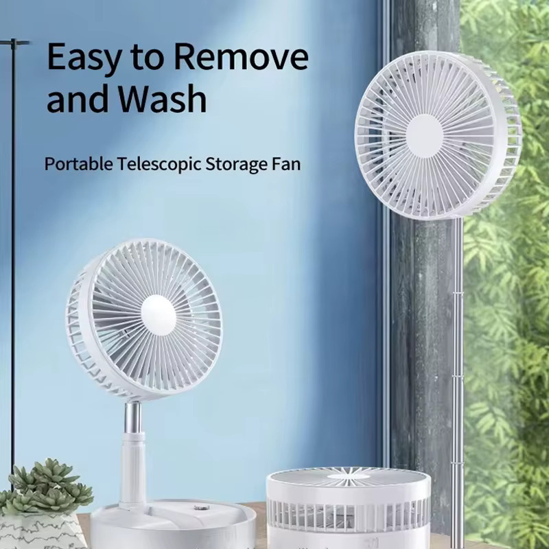 ROFAELEC Tragbarer Mini Ventilator, faltbar und teleskopierbar, wiederaufladbar, Weiß - Bild 2
