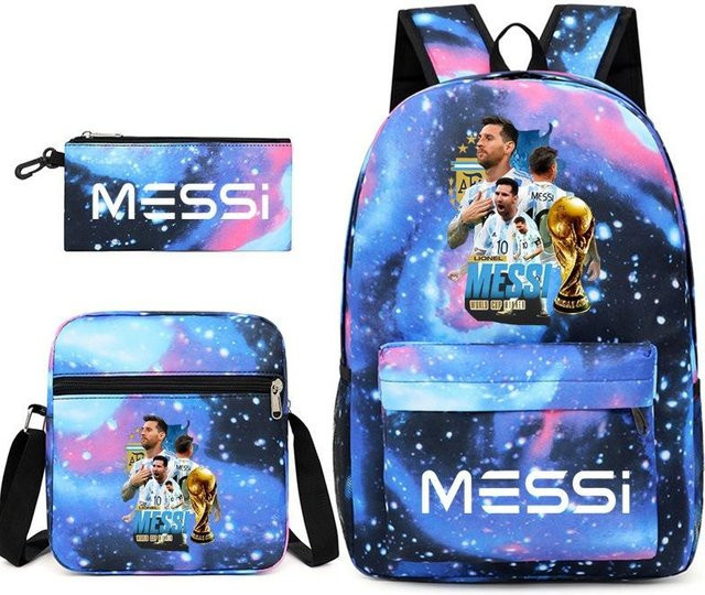3-teiliges Schulrucksack-Set in Blau aus Oxford-Stoff mit Schultasche, Schultergurt und Federmäppchen - Bild 1